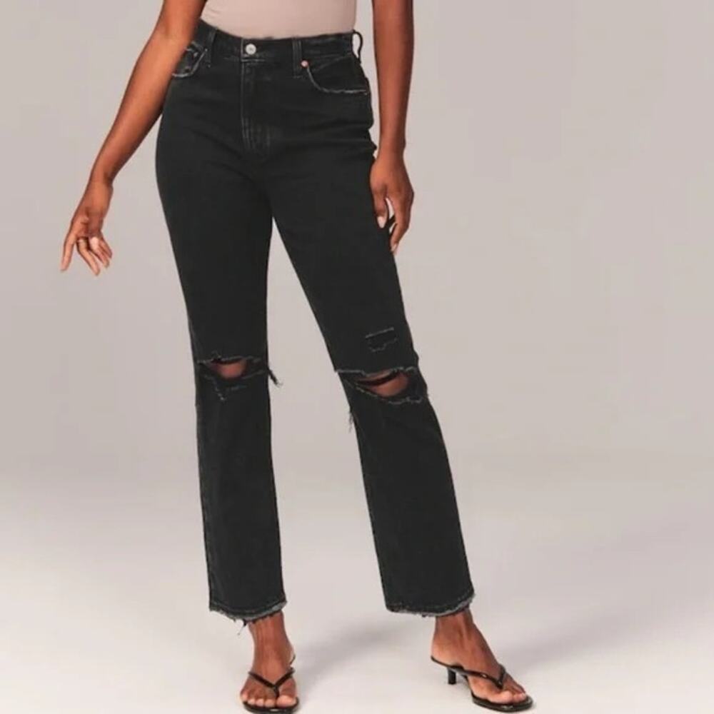 Abercrombie & Fitch The Ankle Straight Ultra High Rise Jeans Black Women 27